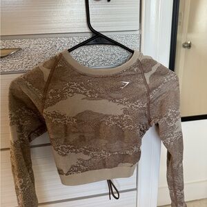 Gymshark Brown Cropped Fitted Hoodie